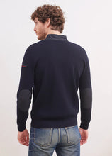 Load image into Gallery viewer, Model wearing Saint James - Navigateur Zip Cardigan in Navy - back.
