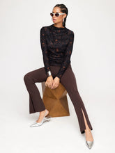 Load image into Gallery viewer, Model wearing Fifteen Twenty - Khami Shirred Top in Brown w/Black.
