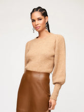 Load image into Gallery viewer, Model wearing Fifteen Twenty - Lia Shirred Sleeve Sweater in Almond.
