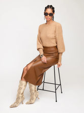 Load image into Gallery viewer, Model wearing Fifteen Twenty - Lia Shirred Sleeve Sweater in Almond.
