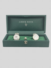 Load image into Gallery viewer, Codis Maya - Stone Bow Cufflinks in Mother of Pearl.
