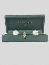 Load image into Gallery viewer, Codis Maya - Stone Bow Cufflinks in Smoky MOP.
