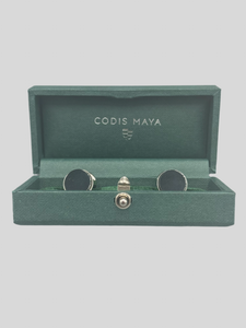 Codis Maya - Stone Bow Cufflinks in Onyx.