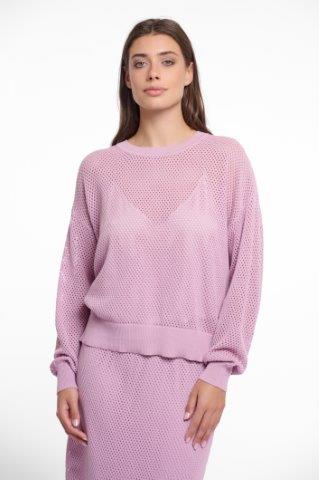 Model wearing Rino & Pelle - LS Knit Top in Lilac Pink.