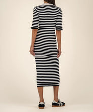 Load image into Gallery viewer, Model wearing Kut from the Kloth - Apollonia Knit V-Neck Dress in Black/White - back.
