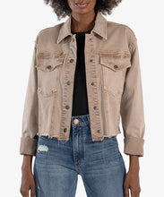 Load image into Gallery viewer, Model wearing  KUT From The Kloth - Ina Cropped Jacket in Hazelnut.
