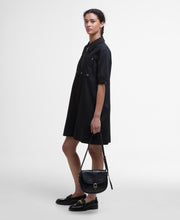 Load image into Gallery viewer, Model wearing Barbour Ettie Mini Dress in Black.
