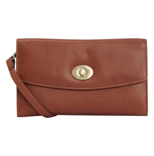 Barbour Isla Leather Travel Purse in Brown.