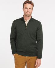 Load image into Gallery viewer, Model wearing Barbour Gamlin Half Zip Sweater Olive.
