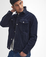 Load image into Gallery viewer, Model wearing Barbour Garment Dyed Cord Overshirt in Navy.
