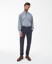 Load image into Gallery viewer, Model wearing Barbour Turville Checked Shirt in Blue.
