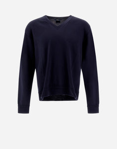 Herno Men's Wool V-Neck LS Sweater in Blue.