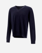 Load image into Gallery viewer, Herno Men&#39;s Wool V-Neck LS Sweater in Blue.
