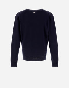 Herno Men's Wool V-Neck LS Sweater in Blue - back.