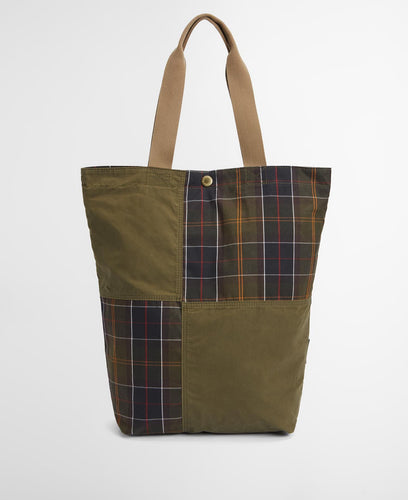 Barbour Transport Patchwork Tote Bag in Dusky Green.