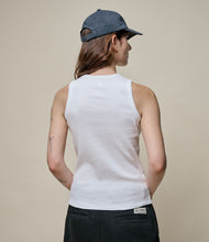 Load image into Gallery viewer, Model wearing Merz B. Schwanen - Good Basics W Rib Tank in White - back.
