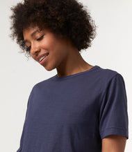 Load image into Gallery viewer, Model wearing Merz B. Schwanen - Good Basics SS T-Shirt in Denim Blue.
