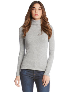 Model wearing Fifteen Twenty - Long Sleeve Turtleneck in Gray.