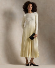 Load image into Gallery viewer, Model wearing Polo Ralph Lauren - Sweater-Bodice LS Dress in Authentic Cream.
