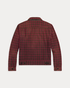 RRL - Long Sleeve Cotton Check Woven Highway Shirt Jacket in Black/Red - back.