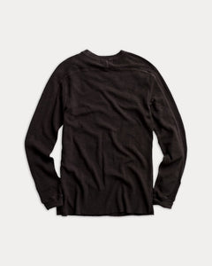 RRL - Long Sleeve Textured Cotton Waffle Knit Shirt in Faded Black - back.