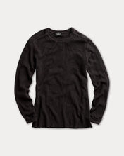 Load image into Gallery viewer, RRL - Long Sleeve Textured Cotton Waffle Knit Shirt in Faded Black.
