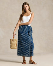 Load image into Gallery viewer, Model wearing Polo Ralph Lauren - Printed Cotton Wrap Skirt in Navy/Bell Floral.
