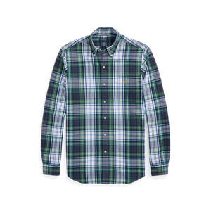 POLO Ralph Lauren - L/S Brushed Oxford Sport Shirt in White/Green.