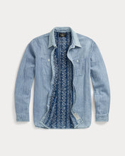 Load image into Gallery viewer, RRL - Indigo Striped Double-Faced Workshirt in Indigo.
