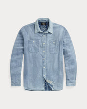 Load image into Gallery viewer, RRL - Indigo Striped Double-Faced Workshirt in Indigo.
