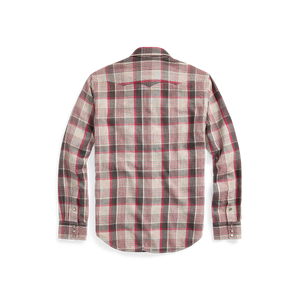 RRL - LS Buffalo Western Shirt Plaid in Red/Cream Multi - back.