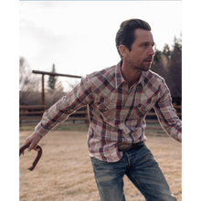 Load image into Gallery viewer, Model wearing RRL - LS Buffalo Western Shirt Plaid in Red/Cream Multi.
