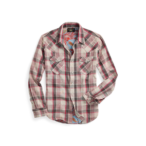 RRL - LS Buffalo Western Shirt Plaid in Red/Cream Multi.