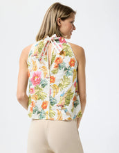 Load image into Gallery viewer, Model wearing Leo &amp; Ugo Olivia Floral Tie Back Top in Off White/Floral - back.
