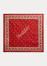 Load image into Gallery viewer, RRL Screenprint Robbin Logo Bandana in Red.
