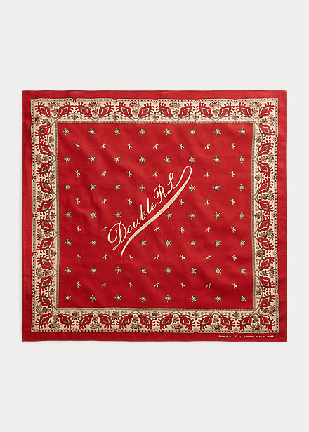 RRL Screenprint Robbin Logo Bandana in Red.